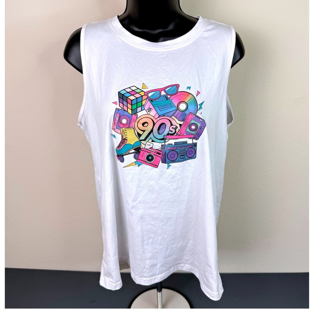Unbranded Tank Top Mens XL 90s Graphic Muscle Tee Sleeveless Retro Nostalgia